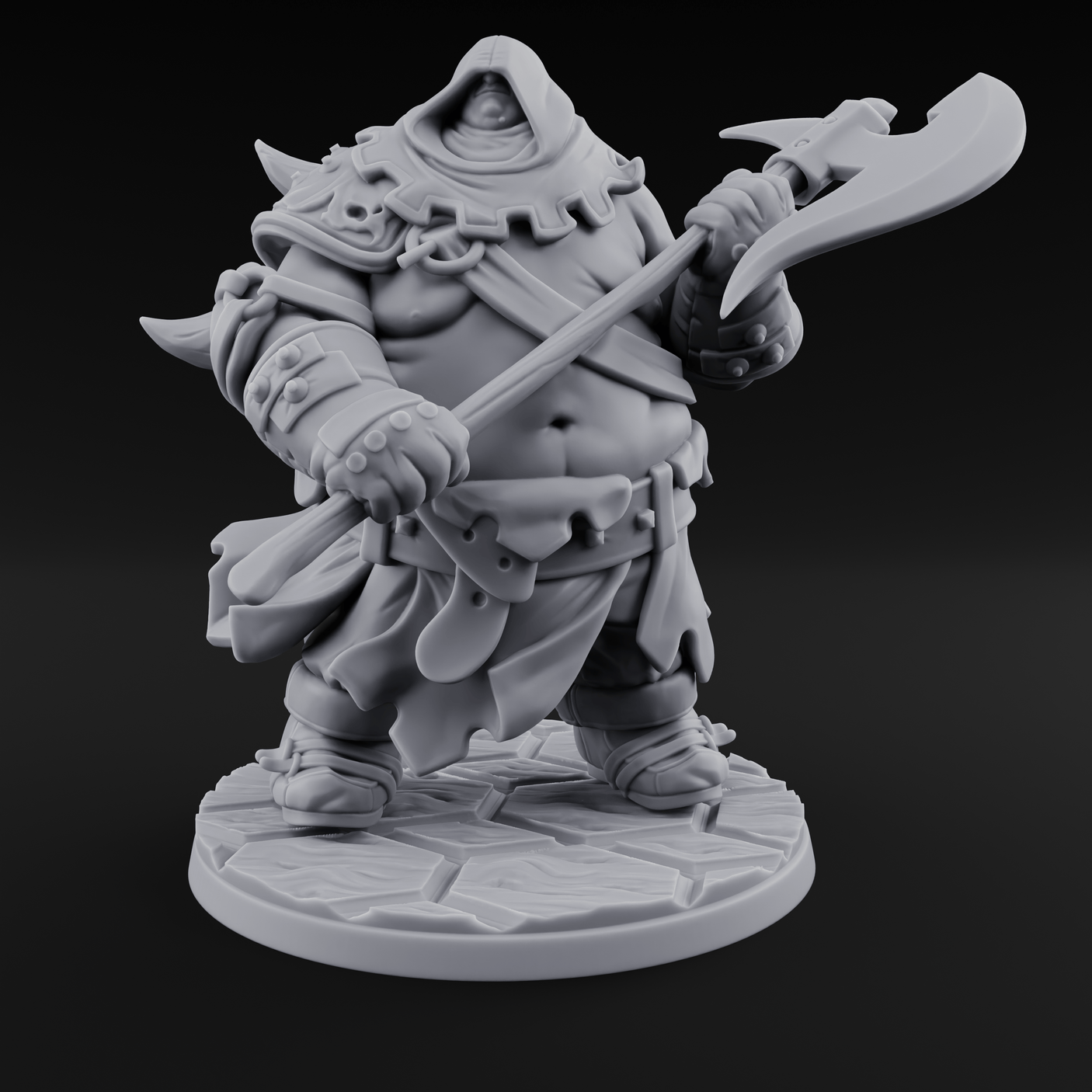Belly Out Chopping Human Executioner Miniature for Dungeons and Dragons, Pathfinder or other TTRPGs