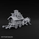 Spiny Beast Draws the Shop Creature-Drawn Wooden Vendor Wagon