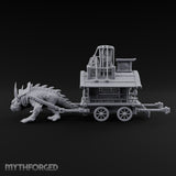Spiny Beast Draws the Shop Creature-Drawn Wooden Vendor Wagon