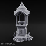 Face-Carved Crack-Veined Shrine Basin Well Miniature for Dungeons and Dragons, Pathfinder or other TTRPGs