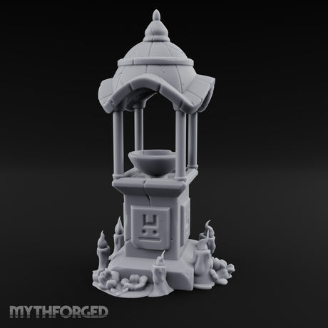Face-Carved Crack-Veined Shrine Basin Well Miniature for Dungeons and Dragons, Pathfinder or other TTRPGs