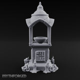 Face-Carved Crack-Veined Shrine Basin Well Miniature for Dungeons and Dragons, Pathfinder or other TTRPGs