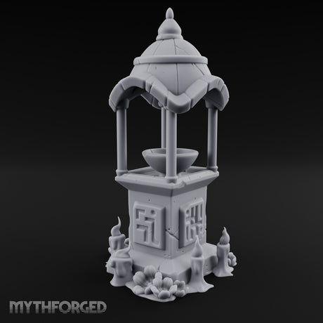 Face-Carved Crack-Veined Shrine Basin Well Miniature for Dungeons and Dragons, Pathfinder or other TTRPGs