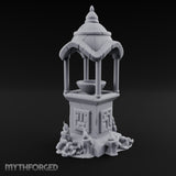 Face-Carved Crack-Veined Shrine Basin Well Miniature for Dungeons and Dragons, Pathfinder or other TTRPGs
