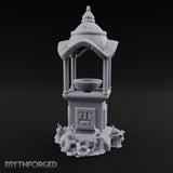 Face-Carved Crack-Veined Shrine Basin Well Miniature for Dungeons and Dragons, Pathfinder or other TTRPGs