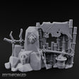 Face-Carved Flame-Guarded Tribal Rock Shrine Wall Scene Miniature for Dungeons and Dragons, Pathfinder or other TTRPGs