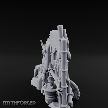 Face-Carved Flame-Guarded Tribal Rock Shrine Wall Scene Miniature for Dungeons and Dragons, Pathfinder or other TTRPGs