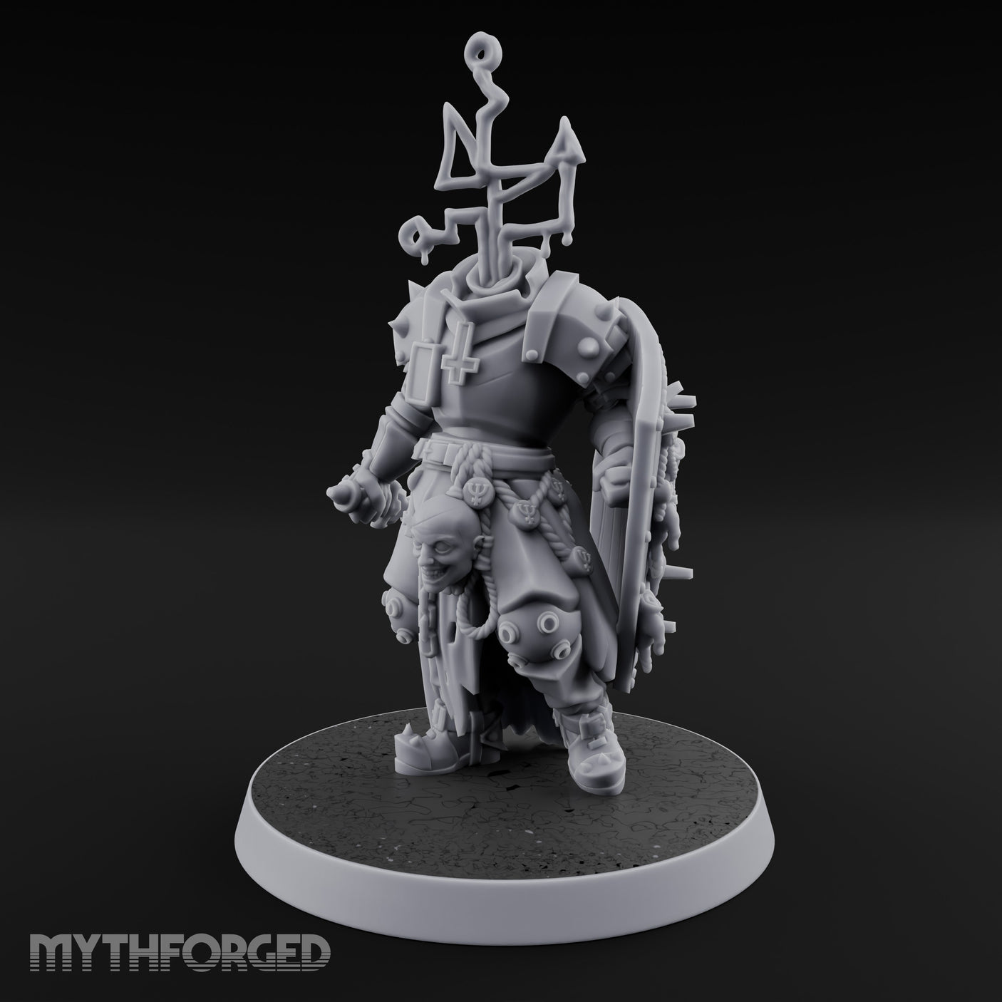 Face Crowned Shield Bearing Human Chorister Miniature for Dungeons and Dragons, Pathfinder or other TTRPGs