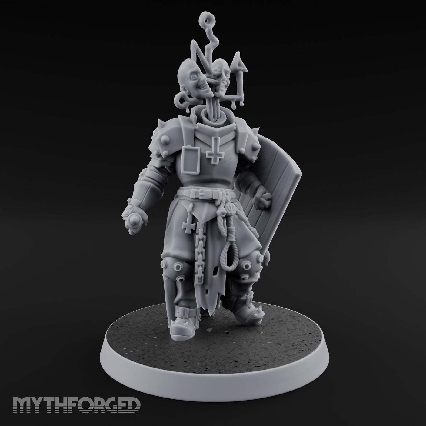 Face Crowned Shield Bearing Human Chorister Miniature for Dungeons and Dragons, Pathfinder or other TTRPGs
