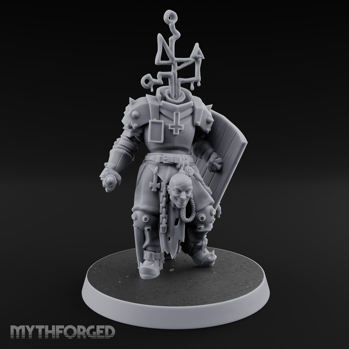 Face Crowned Shield Bearing Human Chorister Miniature for Dungeons and Dragons, Pathfinder or other TTRPGs