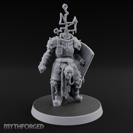 Face Crowned Shield Bearing Human Chorister Miniature for Dungeons and Dragons, Pathfinder or other TTRPGs