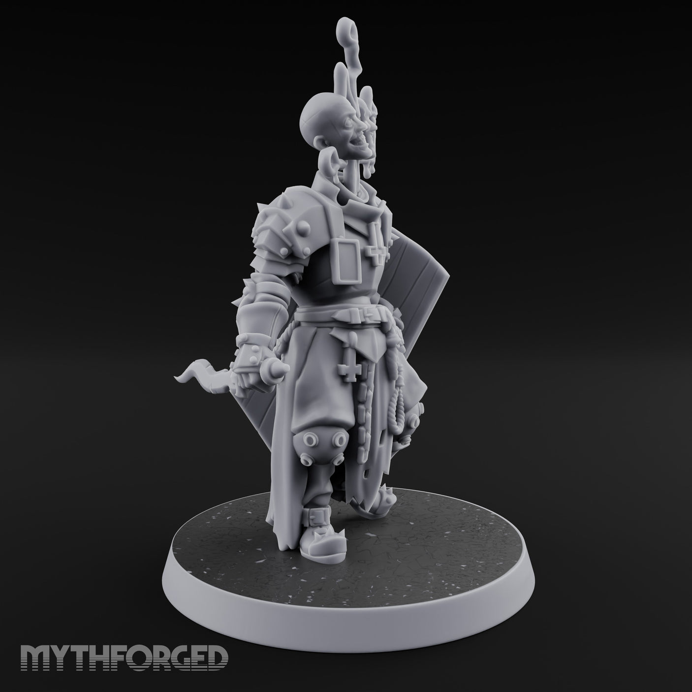 Face Crowned Shield Bearing Human Chorister Miniature for Dungeons and Dragons, Pathfinder or other TTRPGs
