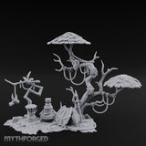 Face-Gnarled Rope-Beaded Tribal Spirit Tree Scene Miniature for Dungeons and Dragons, Pathfinder or other TTRPGs