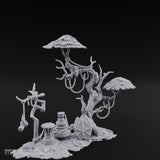 Face-Gnarled Rope-Beaded Tribal Spirit Tree Scene Miniature for Dungeons and Dragons, Pathfinder or other TTRPGs