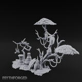Face-Gnarled Rope-Beaded Tribal Spirit Tree Scene Miniature for Dungeons and Dragons, Pathfinder or other TTRPGs