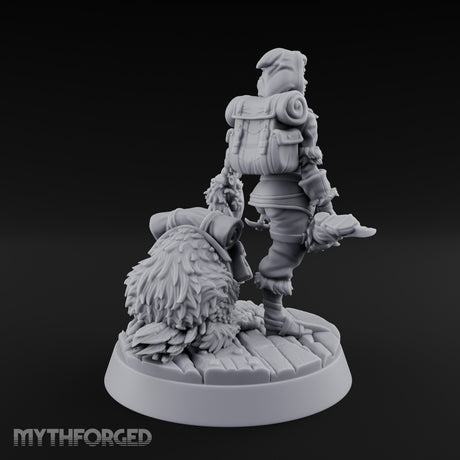 Falcon Toting Human Ranger Miniature for Dungeons and Dragons, Pathfinder or other TTRPGs