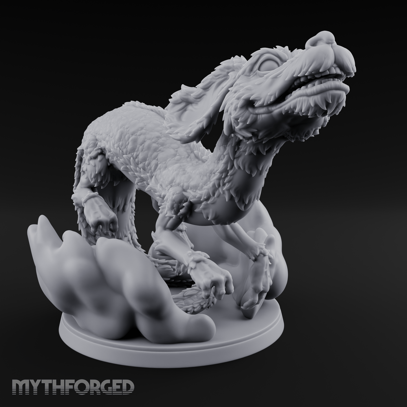 Air Swimming Overgrown Blink Dog Miniature for Dungeons and Dragons, Pathfinder or other TTRPGs