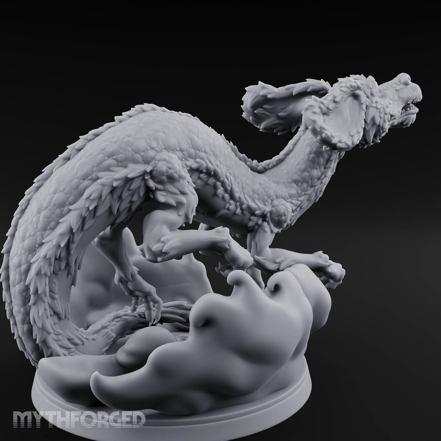 Air Swimming Overgrown Blink Dog Miniature for Dungeons and Dragons, Pathfinder or other TTRPGs