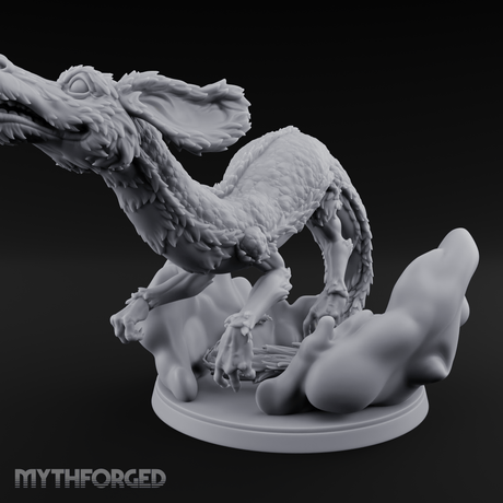 Air Swimming Overgrown Blink Dog Miniature for Dungeons and Dragons, Pathfinder or other TTRPGs