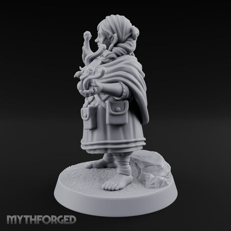 Familiar Clutching Hand Raised Halfling Empath Miniature for Dungeons and Dragons, Pathfinder or other TTRPGs