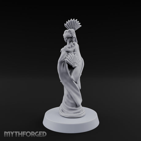 Fan Dancing Human Geisha Model A Miniature for Dungeons and Dragons, Pathfinder or other TTRPGs