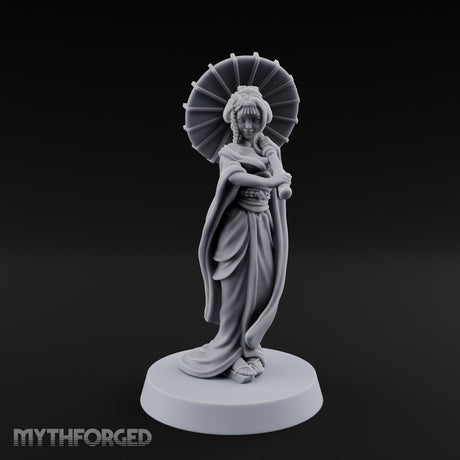 Fan Dancing Human Geisha Model B Miniature for Dungeons and Dragons, Pathfinder or other TTRPGs
