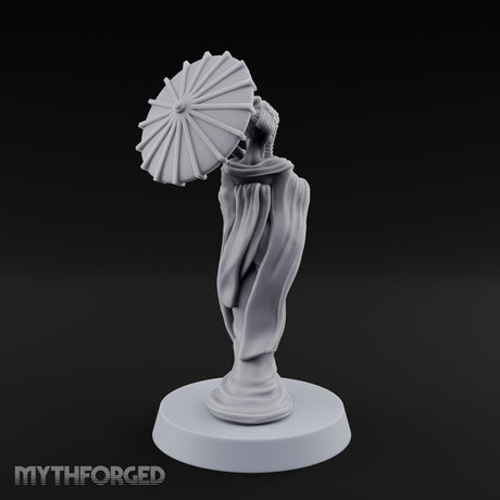 Fan Dancing Human Geisha Model B Miniature for Dungeons and Dragons, Pathfinder or other TTRPGs