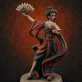 Fan Dancing Human Geisha Model C — painted concept preview (miniature supplied unpainted)