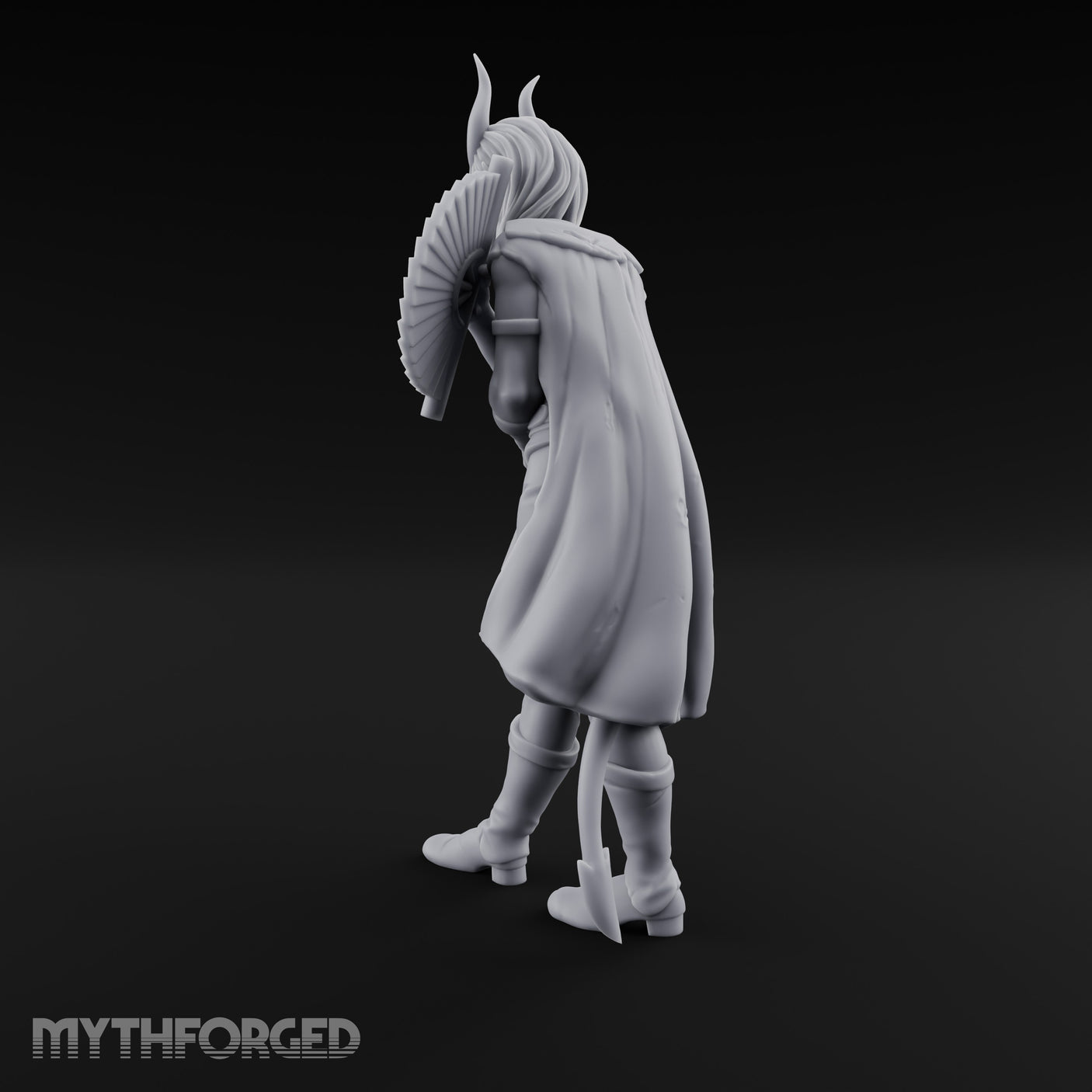 Fan Dancing Tiefling Bard Miniature for Dungeons and Dragons, Pathfinder or other TTRPGs