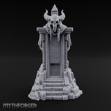 Fang-Bared Horn-Crowned Demon Skull Tombstone Miniature for Dungeons and Dragons, Pathfinder or other TTRPGs