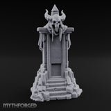 Fang-Bared Horn-Crowned Demon Skull Tombstone Miniature for Dungeons and Dragons, Pathfinder or other TTRPGs