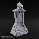 Fang-Bared Horn-Crowned Demon Skull Tombstone Miniature for Dungeons and Dragons, Pathfinder or other TTRPGs