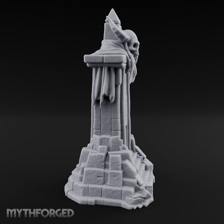 Fang-Bared Horn-Crowned Demon Skull Tombstone Miniature for Dungeons and Dragons, Pathfinder or other TTRPGs