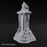 Fang-Bared Horn-Crowned Demon Skull Tombstone Miniature for Dungeons and Dragons, Pathfinder or other TTRPGs