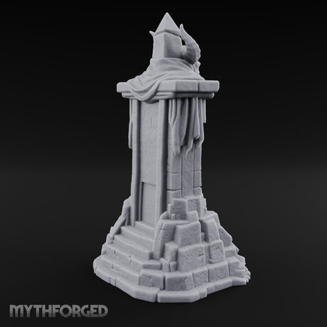 Fang-Bared Horn-Crowned Demon Skull Tombstone Miniature for Dungeons and Dragons, Pathfinder or other TTRPGs