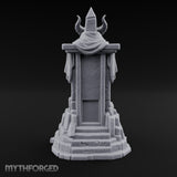 Fang-Bared Horn-Crowned Demon Skull Tombstone Miniature for Dungeons and Dragons, Pathfinder or other TTRPGs