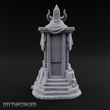 Fang-Bared Horn-Crowned Demon Skull Tombstone Miniature for Dungeons and Dragons, Pathfinder or other TTRPGs