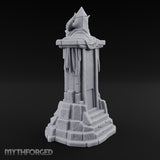 Fang-Bared Horn-Crowned Demon Skull Tombstone Miniature for Dungeons and Dragons, Pathfinder or other TTRPGs