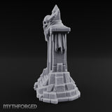 Fang-Bared Horn-Crowned Demon Skull Tombstone Miniature for Dungeons and Dragons, Pathfinder or other TTRPGs