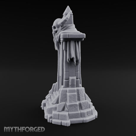 Fang-Bared Horn-Crowned Demon Skull Tombstone Miniature for Dungeons and Dragons, Pathfinder or other TTRPGs