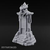 Fang-Bared Horn-Crowned Demon Skull Tombstone Miniature for Dungeons and Dragons, Pathfinder or other TTRPGs