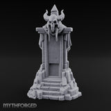 Fang-Bared Horn-Crowned Demon Skull Tombstone Miniature for Dungeons and Dragons, Pathfinder or other TTRPGs