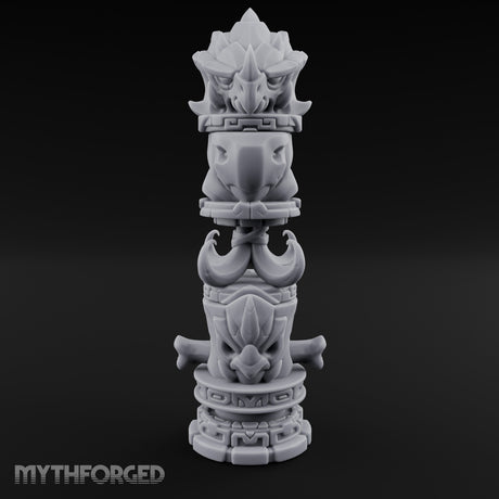 Fang-Crowned Rune-Banded Beast Totem Idol Miniature for Dungeons and Dragons, Pathfinder or other TTRPGs