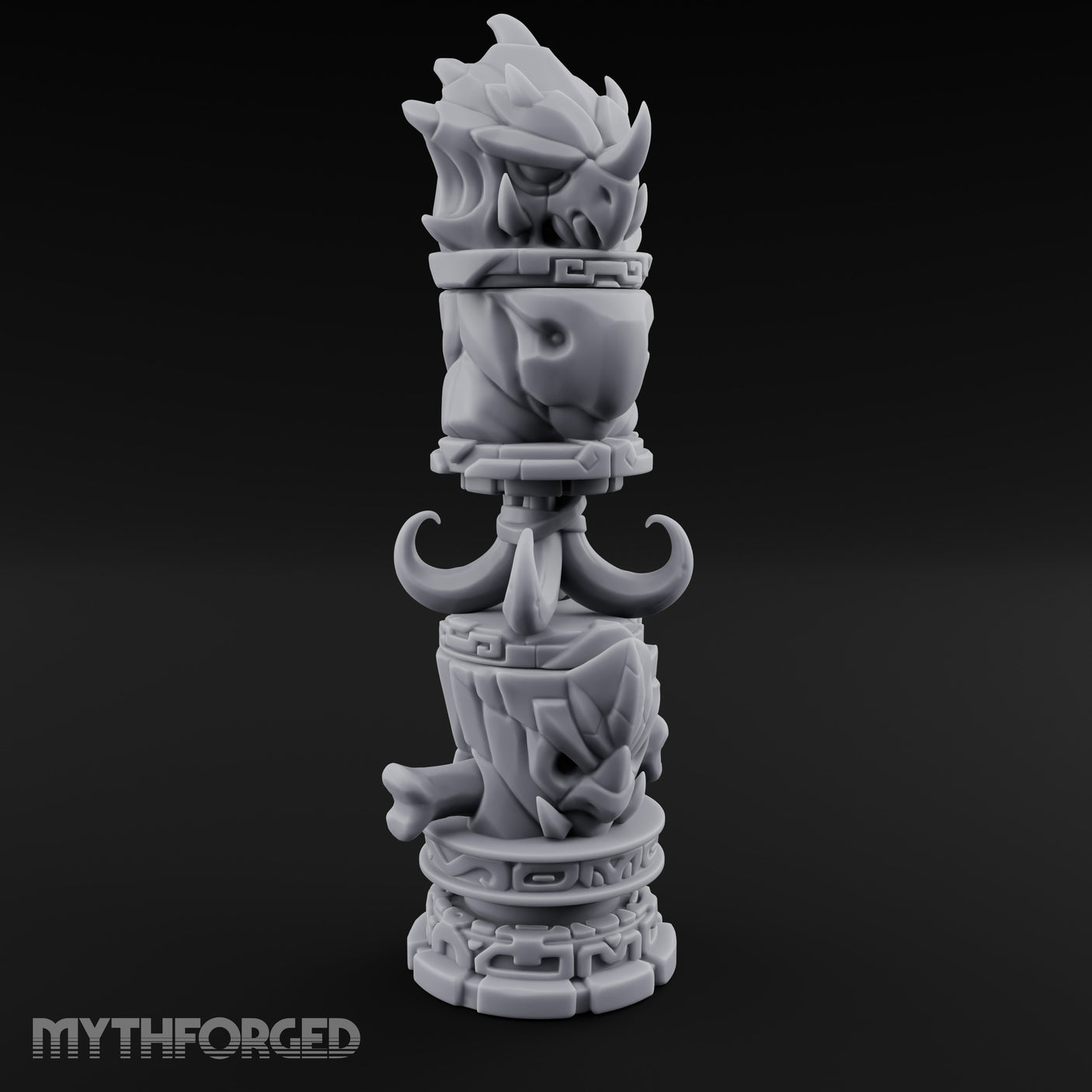 Fang-Crowned Rune-Banded Beast Totem Idol Miniature for Dungeons and Dragons, Pathfinder or other TTRPGs