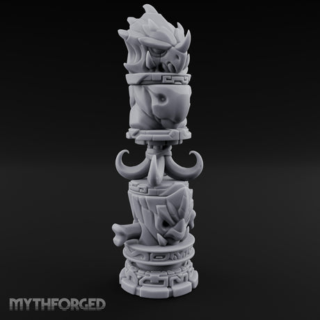Fang-Crowned Rune-Banded Beast Totem Idol Miniature for Dungeons and Dragons, Pathfinder or other TTRPGs