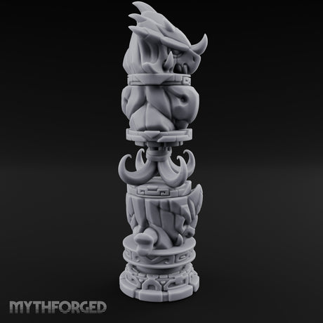 Fang-Crowned Rune-Banded Beast Totem Idol Miniature for Dungeons and Dragons, Pathfinder or other TTRPGs