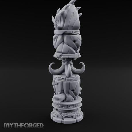 Fang-Crowned Rune-Banded Beast Totem Idol Miniature for Dungeons and Dragons, Pathfinder or other TTRPGs
