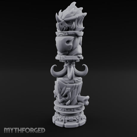 Fang-Crowned Rune-Banded Beast Totem Idol Miniature for Dungeons and Dragons, Pathfinder or other TTRPGs