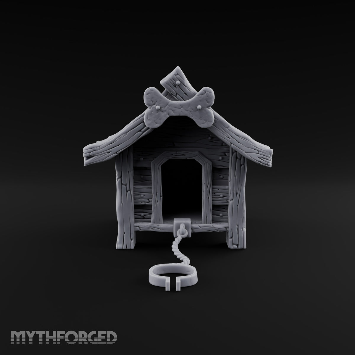 Chain Just Long Enough Wooden Farm Doghouse