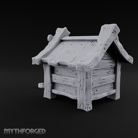 Chain Just Long Enough Wooden Farm Doghouse